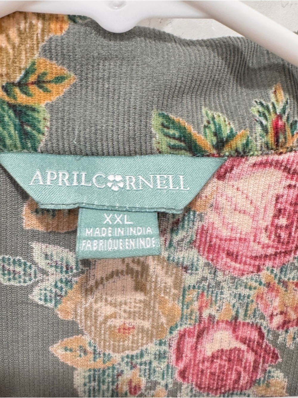April Cornell Genevieve Corduroy Shirt Dress Women’s XXL Floral Cotton Midi - Picture 5 of 11